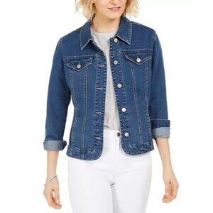 NEW! Charter Club Petite XL Jeans Jacket, Medium Wash Blue, Pockets, Stretch
